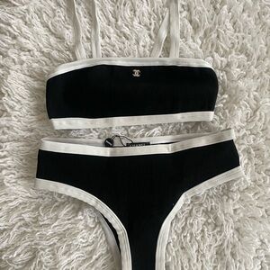 Chanel Black and White Bikini Set